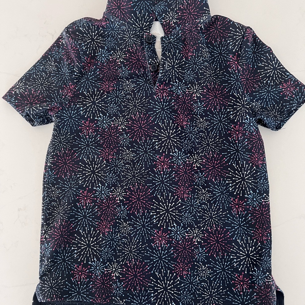 All in Motion Kids Polo Shirt - Navy with Red and White Fireworks